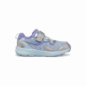 Silver / Purple Saucony Flash A/C Jr. Sneaker Kids' Running Shoes | Malaysia S50893-U41