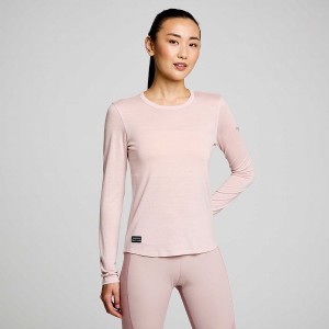 Smoke Heather Saucony Peregrine Merino Long Sleeve Women's T Shirts | Malaysia S32761-S07