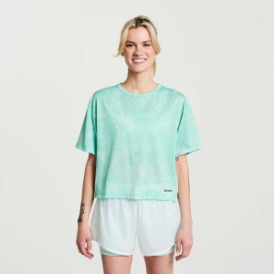 Turquoise Saucony Elevate Short Sleeve Women's T Shirts | Malaysia S81250-U67