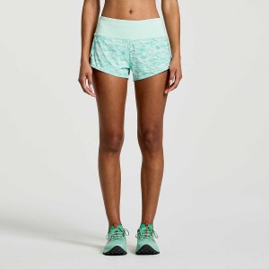 Turquoise Saucony Outpace 2.5" Split Women's Shorts | Malaysia S92765-S52