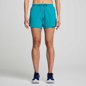 Turquoise Saucony Outpace 5" Women's Shorts | Malaysia S49710-G78