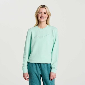 Turquoise Saucony Rested Crewneck Women's Sweatshirt | Malaysia S64315-Q05