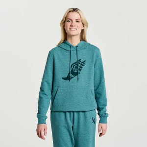 Turquoise Saucony Rested Women's Hoodie | Malaysia S53197-T46