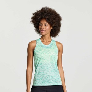 Turquoise Saucony Stopwatch Graphic Singlet Women's Tank Top | Malaysia S27961-X27