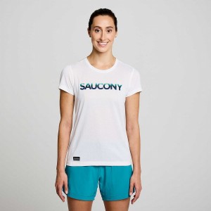 White Saucony Stopwatch Graphic Short Sleeve Women's T Shirts | Malaysia S68394-B40