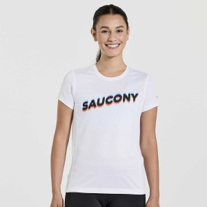 White Saucony Stopwatch Graphic Short Sleeve Women's T Shirts | Malaysia S21378-N04