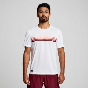 White Saucony Stopwatch Graphic Short Sleeve Men's T Shirts | Malaysia S30625-L50