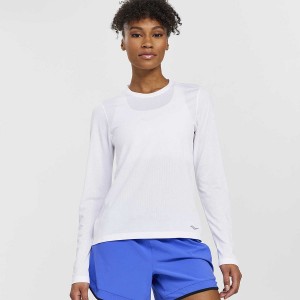 White Saucony Stopwatch Long Sleeve Women's T Shirts | Malaysia S01725-B53