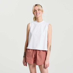 White Saucony Unwind Sleeveless Women's Tops | Malaysia S65387-J30