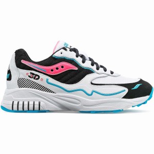 White / Black / Pink Saucony 3D Grid Hurricane Men's Sneakers | Malaysia S49732-Q32