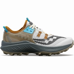 White / Brown Saucony Endorphin Rift Men's Running Shoes | Malaysia S30579-G69