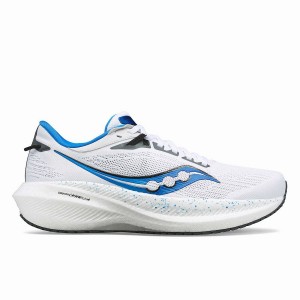 White / Deep Blue Saucony Triumph 21 Men's Running Shoes | Malaysia S63987-N43