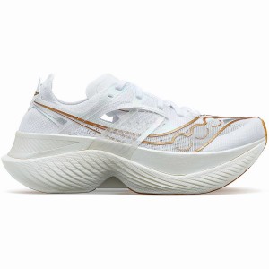 White / Gold Saucony Endorphin Elite Men's Running Shoes | Malaysia S12397-K42