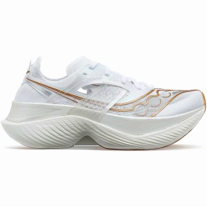 White / Gold Saucony Endorphin Elite Women's Running Shoes | Malaysia S37415-K86