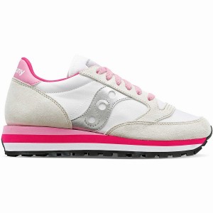 White / Grey / Pink Saucony Jazz Triple Women's Sneakers | Malaysia S87624-B36