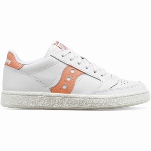 White / Pink Saucony Jazz Court PU Women's Sneakers | Malaysia S51074-P75