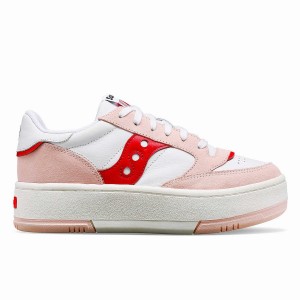 White / Pink Saucony St. Valentine Jazz Court Platform Women's Sneakers | Malaysia S71236-J18