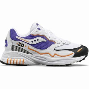 White / Purple Saucony 3D Grid Hurricane Men's Sneakers | Malaysia S23680-E70