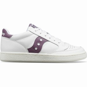 White / Purple Saucony Jazz Court PU Women's Sneakers | Malaysia S83260-T10