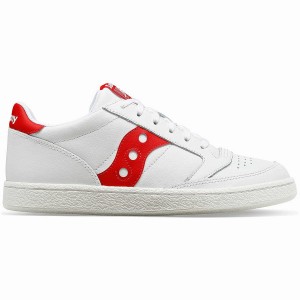 White / Red Saucony Jazz Court PU Men's Sneakers | Malaysia S32608-Q86