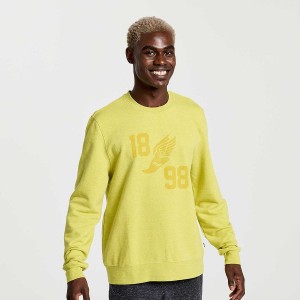 Yellow Saucony Rested Crewneck Men's Sweatshirt | Malaysia S70328-N83