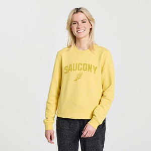 Yellow Saucony Rested Crewneck Women's Sweatshirt | Malaysia S32581-W26