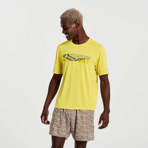 Yellow Saucony Stopwatch Graphic Short Sleeve Men's T Shirts | Malaysia S03789-W86