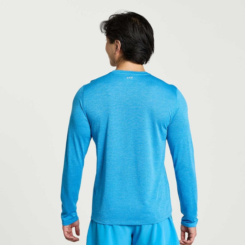 AZURE Saucony Stopwatch Long Sleeve Men's T Shirts | Malaysia S37468-X96