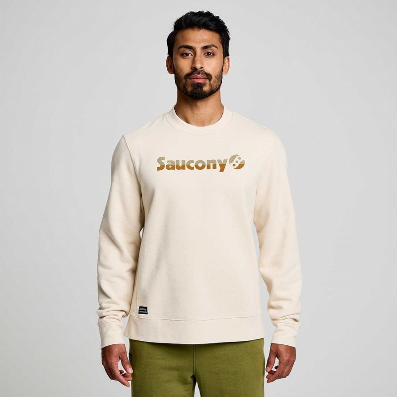 Beige Saucony Recovery Crew Men's Sweatshirt | Malaysia S69153-U24