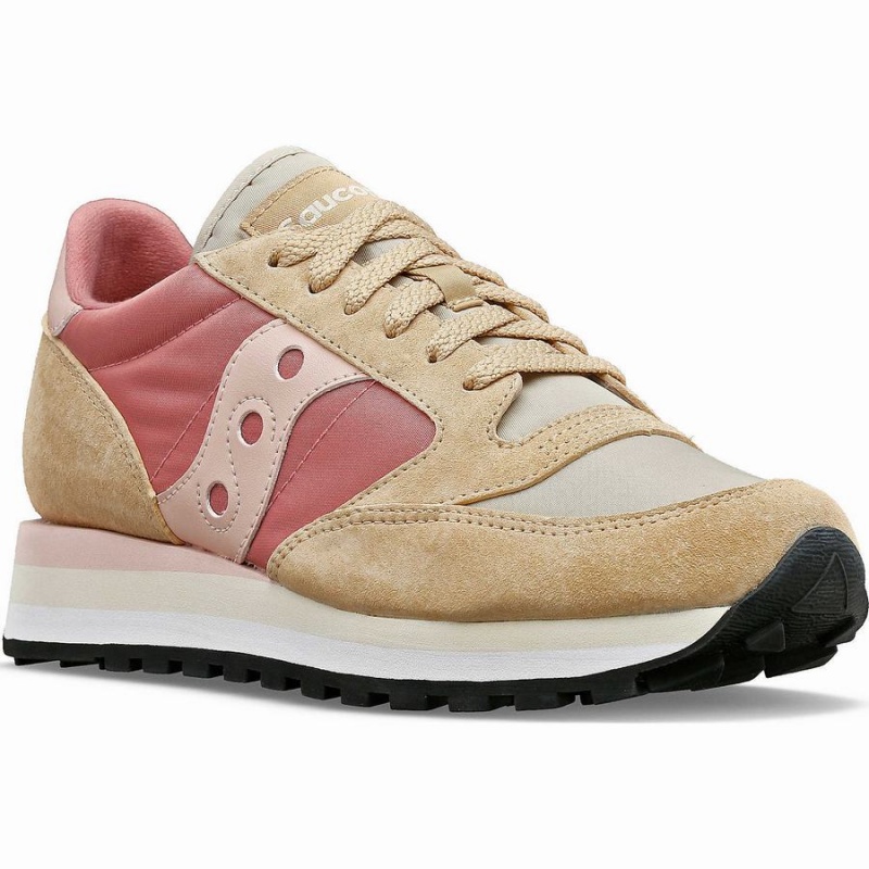 Beige / Red Saucony Jazz Triple Women's Sneakers | Malaysia S70931-C87