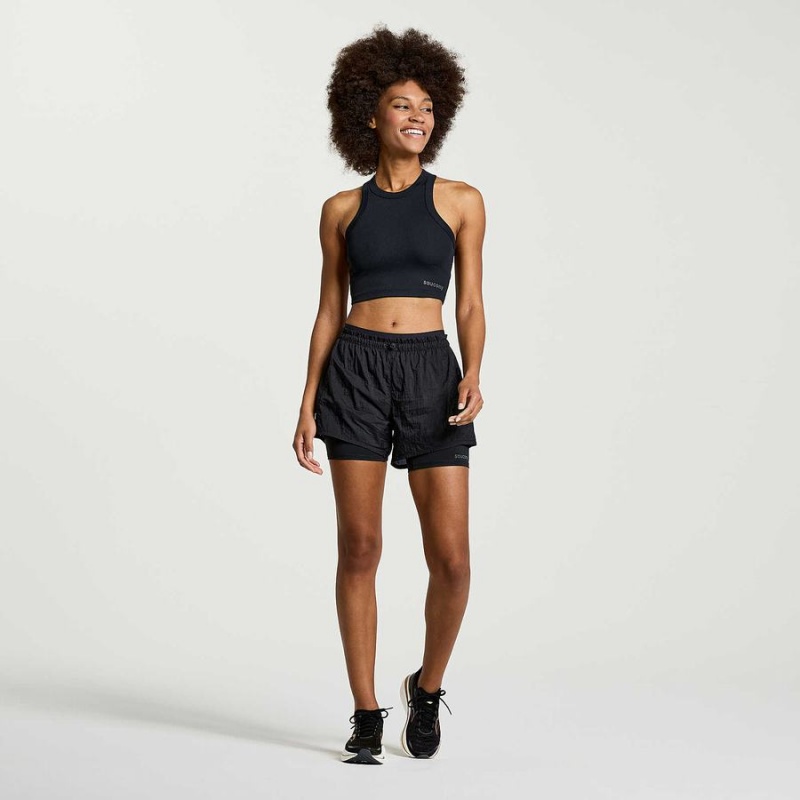 Black Saucony Elevate Crop Women's Tops | Malaysia S28715-S79