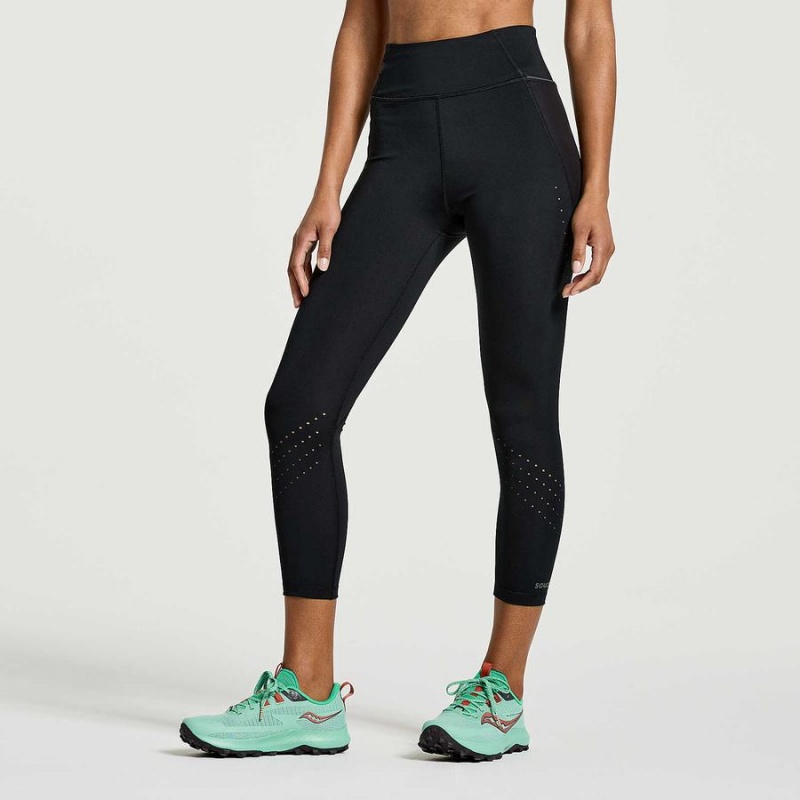 Black Saucony Explorer Utility Crop Women's Tight | Malaysia S26983-N20