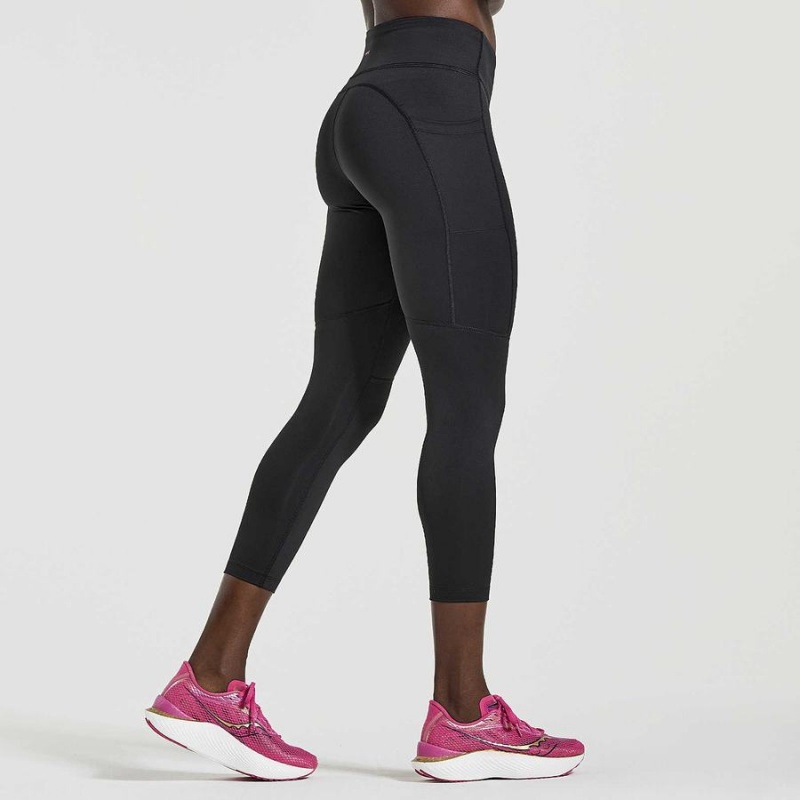 Black Saucony Fortify Crop Women's Tight | Malaysia S30746-N23