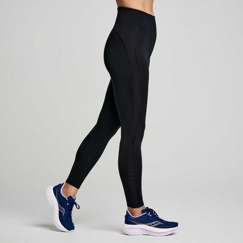 Black Saucony Fortify Viz Women's Tight | Malaysia S67039-L31