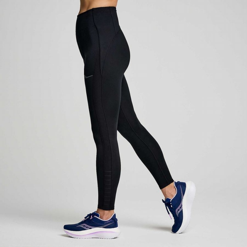 Black Saucony Fortify Viz Women's Tight | Malaysia S67039-L31