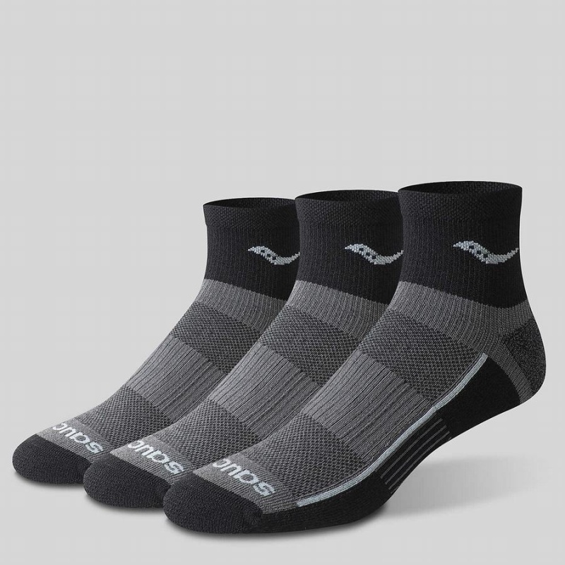 Black Saucony Inferno Quarter 3-Pack Men\'s Socks | Malaysia S78924-T95