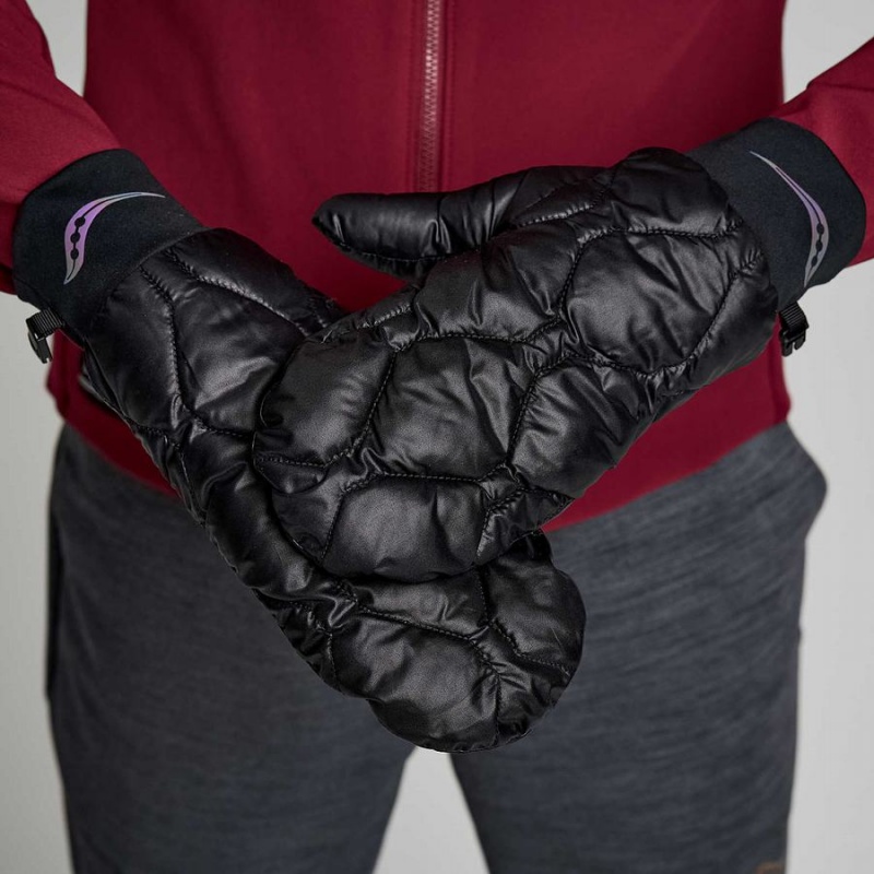 Black Saucony Oysterpuff Mitt Men\'s Gloves | Malaysia S85321-Z75