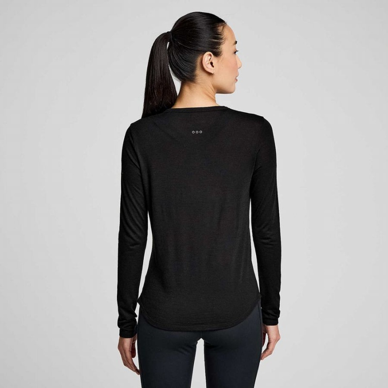 Black Saucony Peregrine Merino Long Sleeve Women's T Shirts | Malaysia S93082-M10