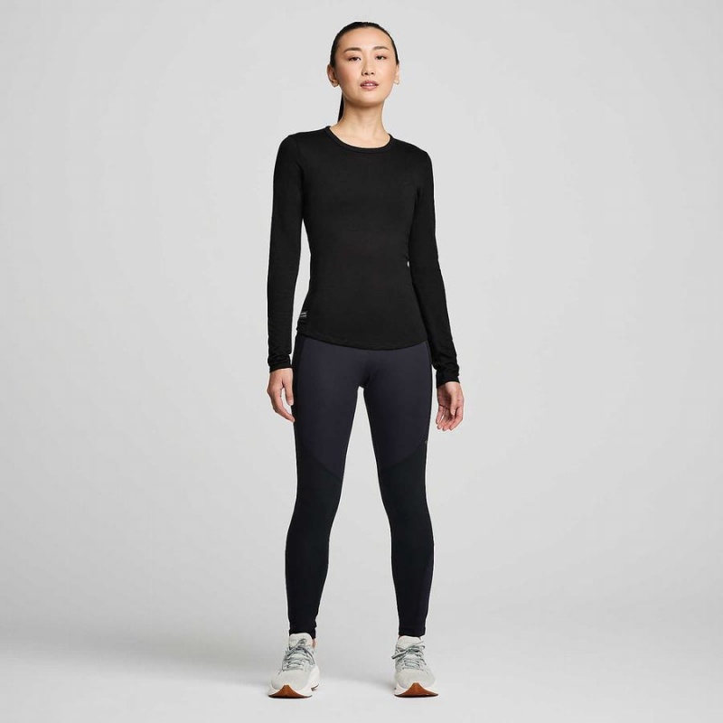 Black Saucony Peregrine Merino Long Sleeve Women's T Shirts | Malaysia S93082-M10