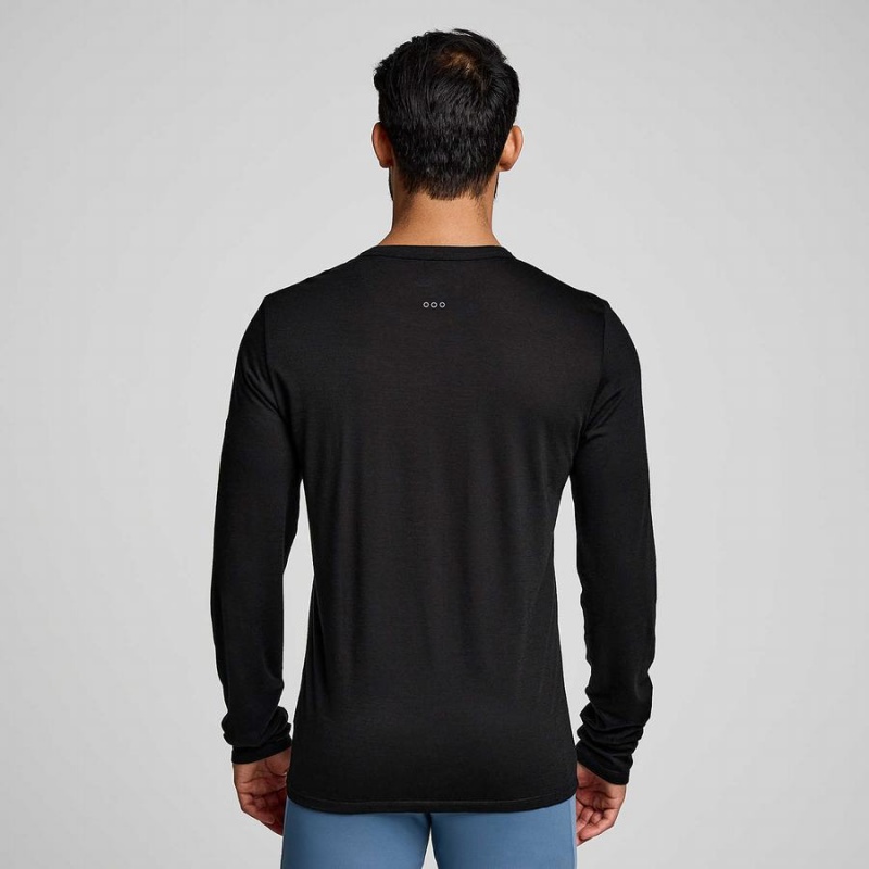 Black Saucony Peregrine Merino Long Sleeve Men's T Shirts | Malaysia S84962-H17