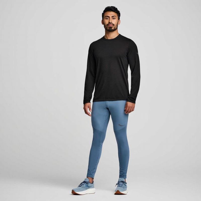 Black Saucony Peregrine Merino Long Sleeve Men's T Shirts | Malaysia S84962-H17