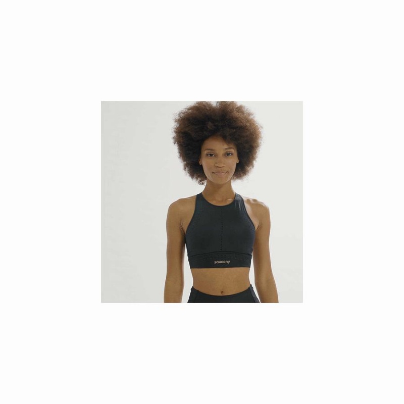 Black Saucony Pinnacle Bra Top Women's Bras | Malaysia S32468-W98