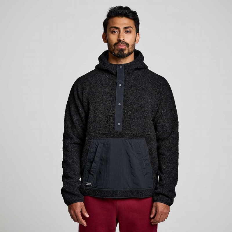 Black Saucony Recovery Sherpa Men's Pullover | Malaysia S95207-U64