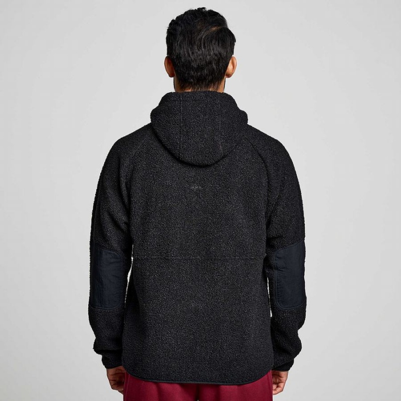 Black Saucony Recovery Sherpa Men's Pullover | Malaysia S95207-U64