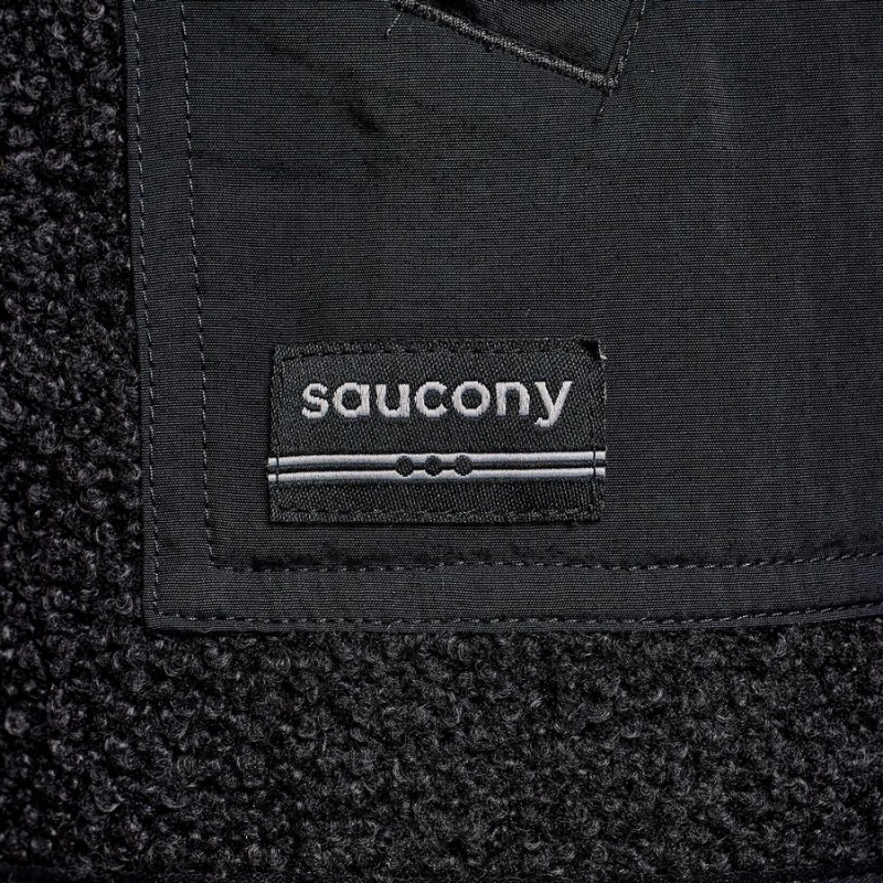 Black Saucony Recovery Sherpa Men's Pullover | Malaysia S95207-U64