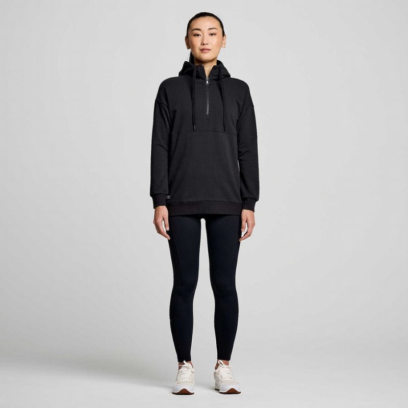 Black Saucony Recovery Zip Tunic Women's Hoodie | Malaysia S36912-B37