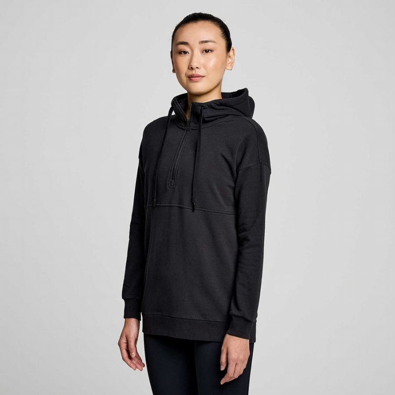 Black Saucony Recovery Zip Tunic Women\'s Hoodie | Malaysia S36912-B37