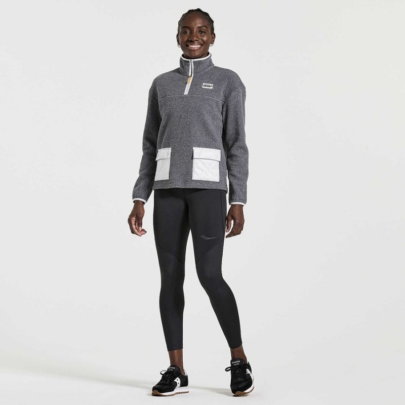 Black Saucony Rested Sherpa 1/4 Zip Women's Tops | Malaysia S70948-H38