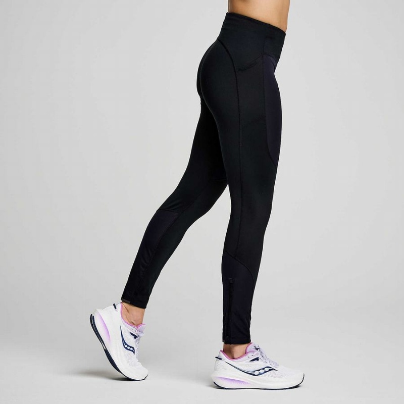 Black Saucony Runshield Women's Tight | Malaysia S08291-D62