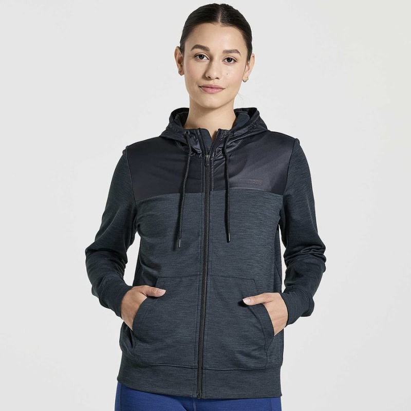 Black Saucony Solstice Zip Hoody Women\'s Tops | Malaysia S58437-H60